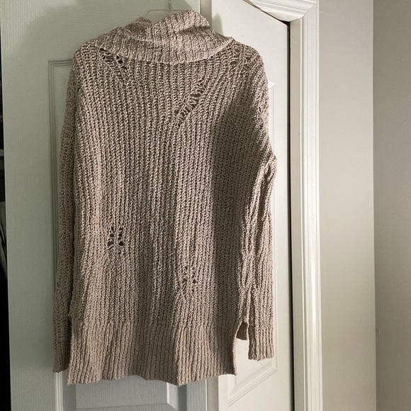 Express Beige Distressed Sweater - Picture 2 of 5